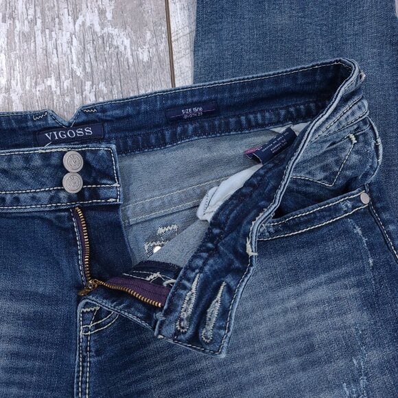 Vigoss Jeans Womens 16 Blue Dublin Boyfriend Fit Medium Denim Mid Rise Pants - Picture 7 of 8
